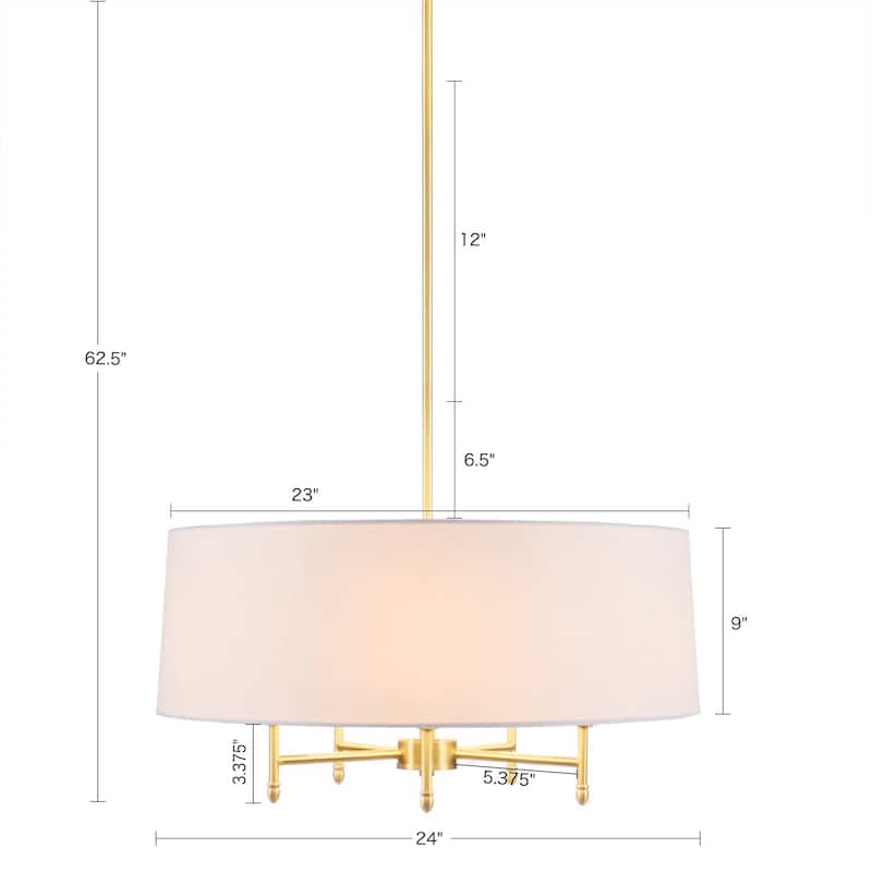 Madison Park Signature Presidio 5-Light Dimmable Chandelier with Drum-shaped Fabric Shade & Adjustable Height