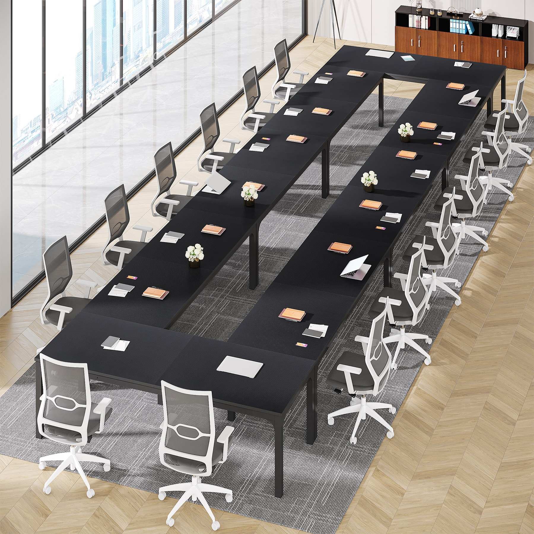 78.74-Inch Conference Table Set,13FT Conference Room Table, Large Rectangle Meeting Seminar Tables Set,Long Business Tables