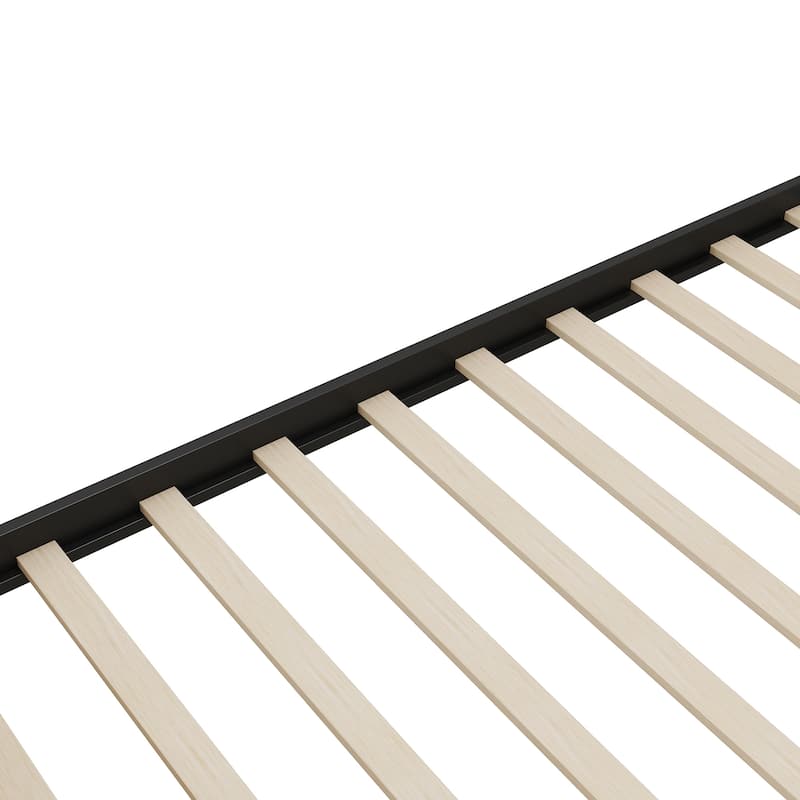 Queen Size Wood Platform Bed with Rattan Headboard, Footboard, and Storage Drawers