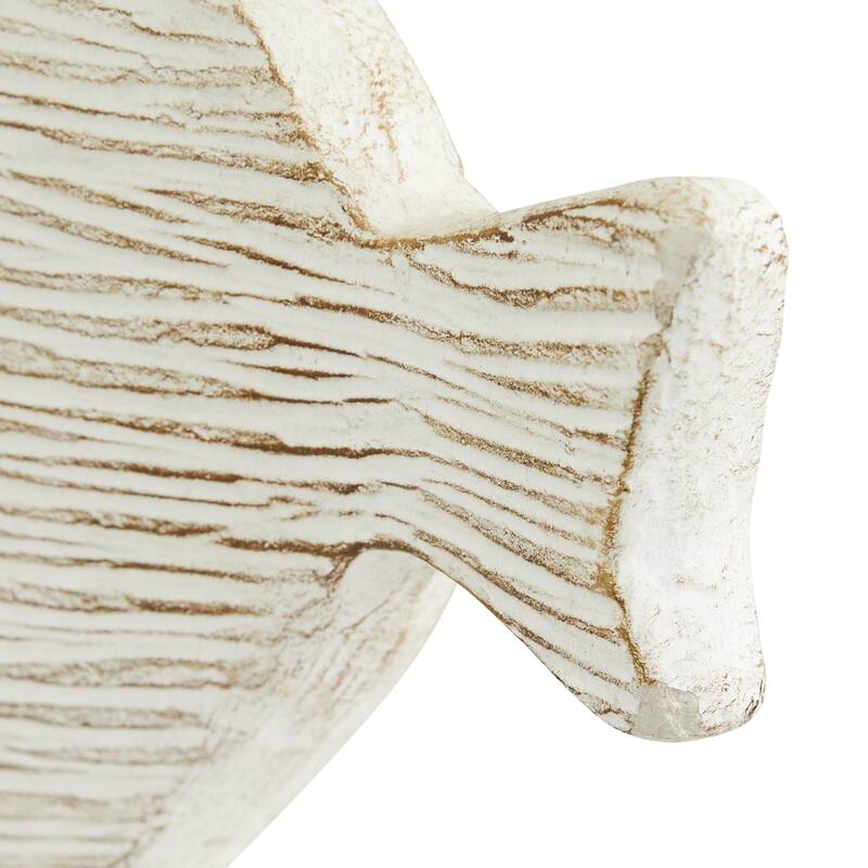 Ceramic Fish Sculpture - Set of 2 White - Roche River Decor - 4"W x 19"L x 13"H