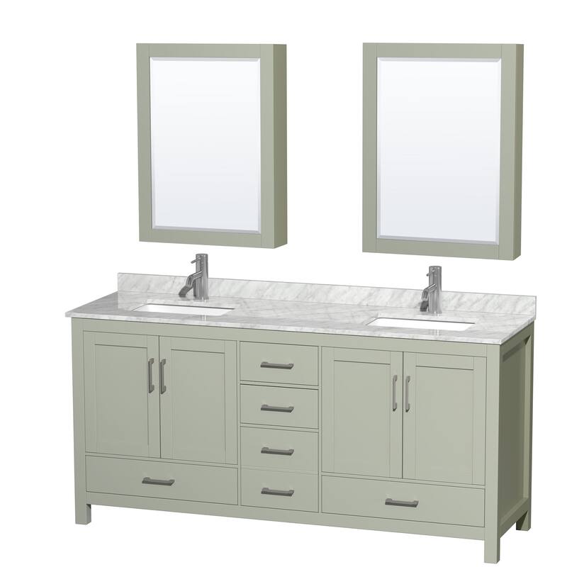 Wyndham Collection WCS141472DUNSMED Sheffield 72" Free Standing Double - Light Green / Brushed Nickel Hardware - Painted