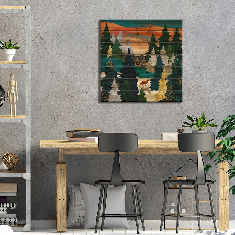 Amber Fox Print On Wood by SpaceFrog Designs - Multi-Color