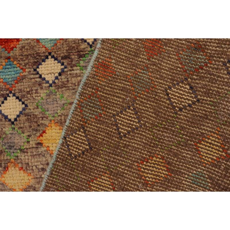 Boho Chic Balochi Morse Brown/Rust Hand Knotted Wool Rug - 3'3'' x 4'11''