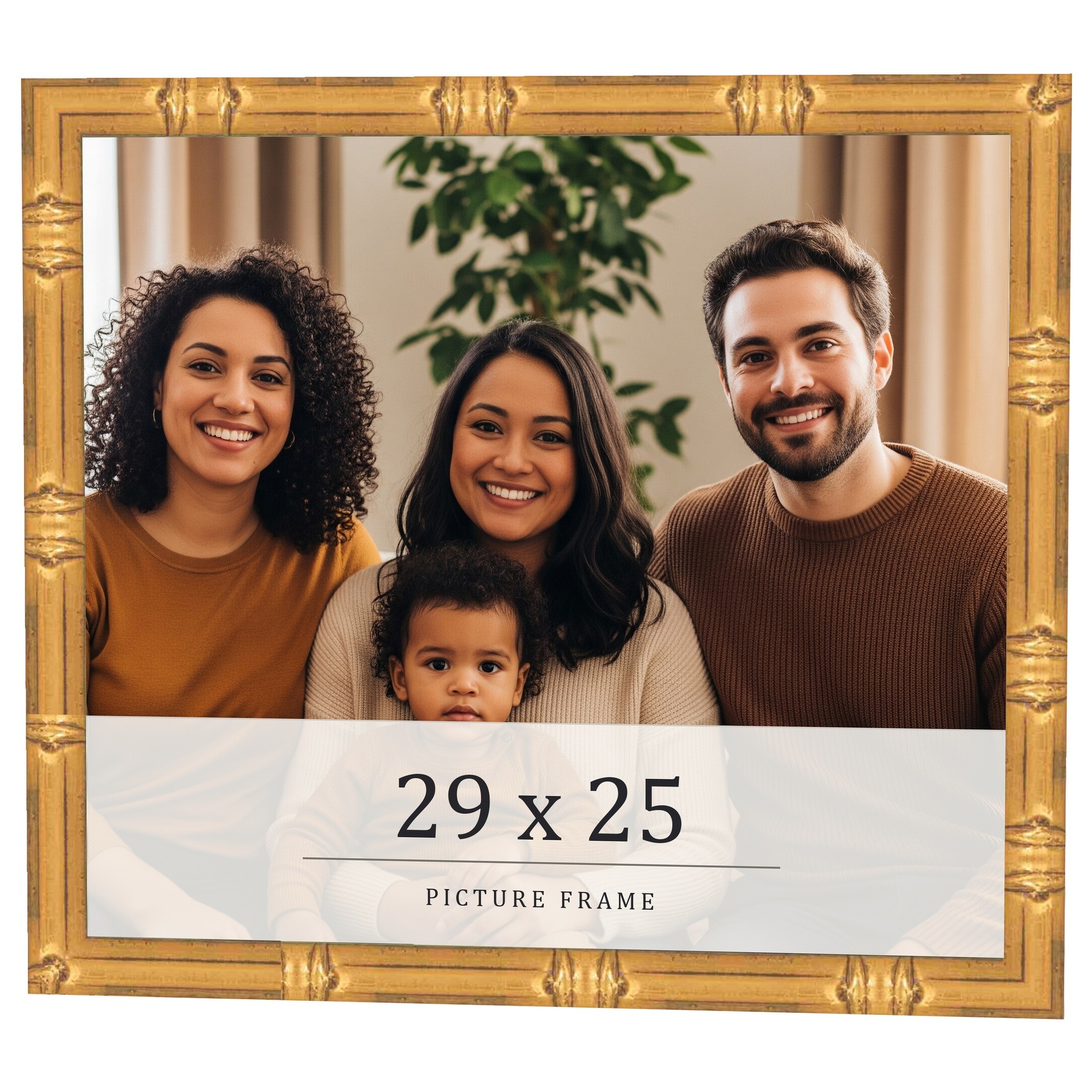 29x25 Frame Gold Bamboo Solid Wood Picture Frame | 1 Inch Moulding