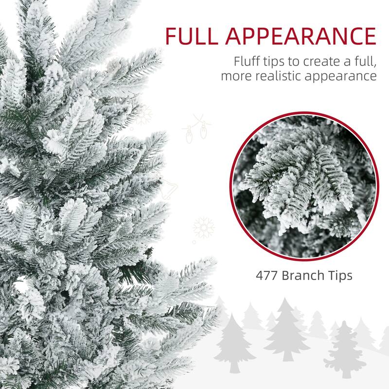 6ft Snow Flocked Artificial Xmas Tree with 477 Branches and Steel Base