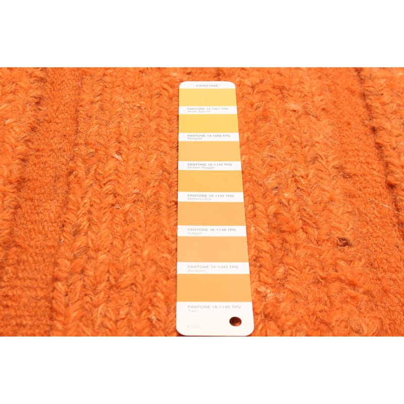 ECARPETGALLERY Flat-Weave Natural Burnt Orange Wool Tapestry Kilim - 6'4 x 6'4