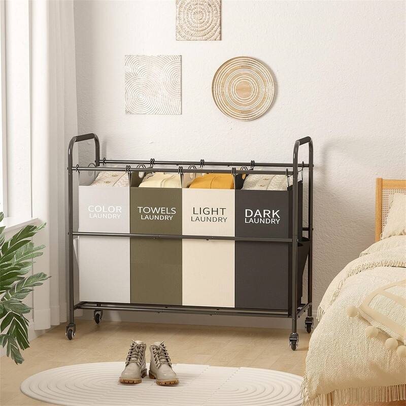 4 Bag Laundry Sorter Cart - 37"L x 15"W x 32"H