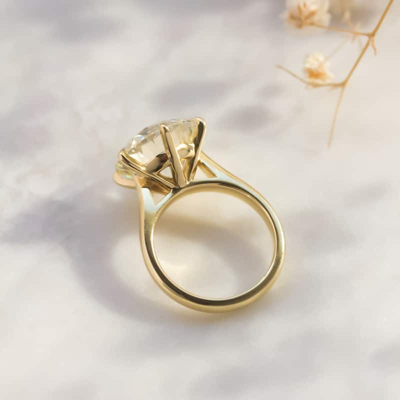 Kobelli 10.51 Carat Natural Diamond GIA Certified 18k Solid Gold Round Solitaire Cathedral One-of-a-Kind Katz Engagement Ring