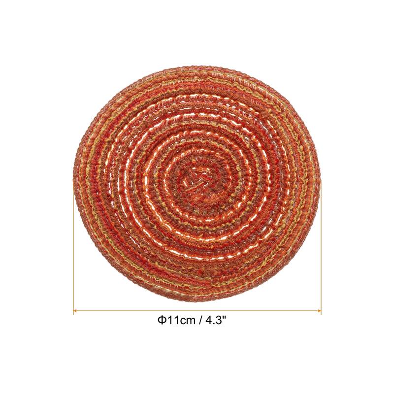 6pcs Round Braided Placemats Non-Slip Washable Round Table Mats - Orange - 4.3"