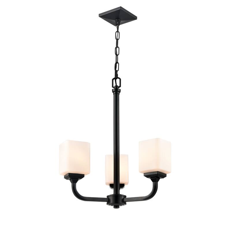 Millennium Lighting Eddison 3 Light Chandelier in Matte Black with frosted Glass Shades