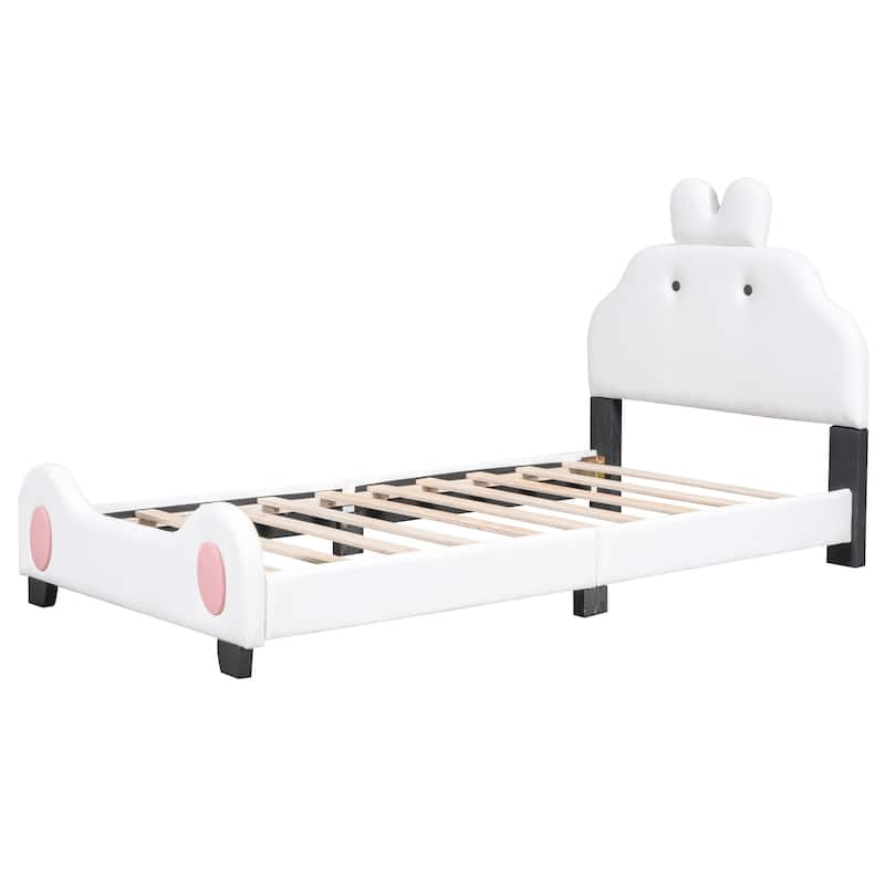 Twin Size Upholstered Platform Bed with Cartoon Headboard - Bed Bath ...