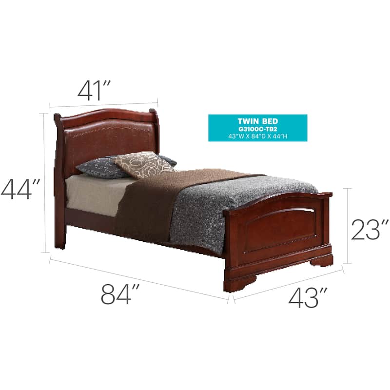 Compact Twin Bed with Cherry Finish for Traditional Decor