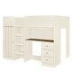 preview thumbnail 7 of 10, Beige Full Size Loft Bed with Built-in Wardrobe & Desk, Wood Loft Bedframe with Storage Shelves & Drawers for Kids Teens Bedroom