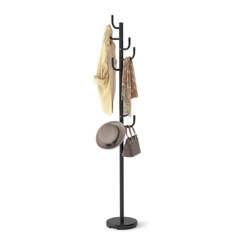Costway Metal Coat Rack Hat Hanger Hooks Hall Entryway For Jacket - Black