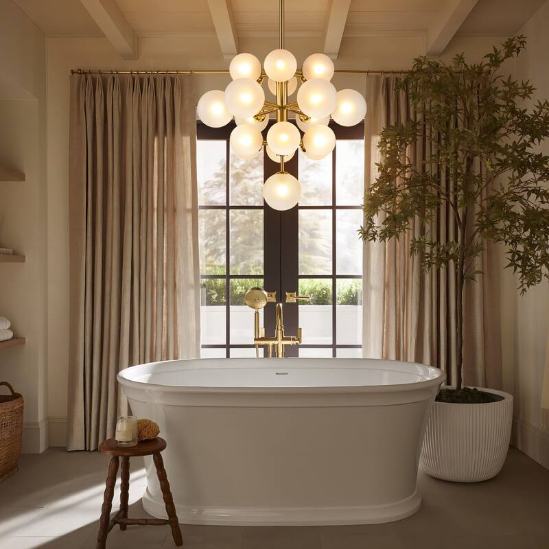 4-Tiered Modern Glam 19-Light Sputnik Cluster Frosted Glass Globe Bubble Chandelier