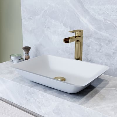 VIGO Sottile Glass Rectangular Vessel Bathroom Sink