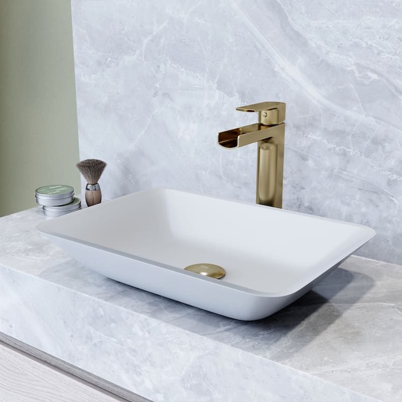 VIGO Sottile 18"L x 13"W x 4"H Glass Rectangular Vessel Bathroom Sink