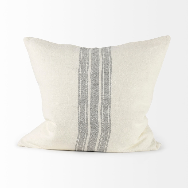 Patrice Cream w/ Gray Stripes Decorative Pillow Cover