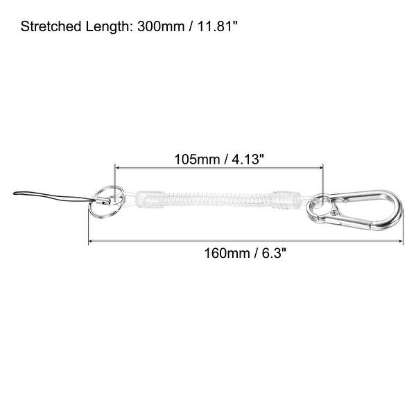 Retractable Coil Spring Keychain with Big Rings 4 Pack Plastic Bed