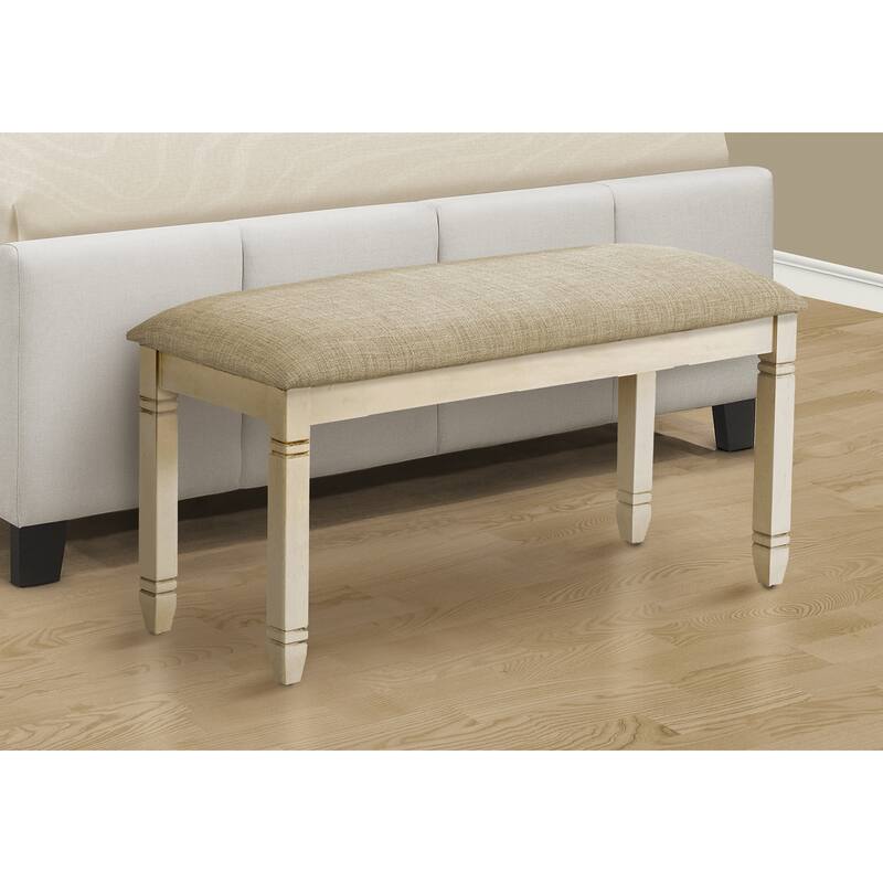 Bench, 41" Rectangular, Kitchen, Dining Room, Entryway, Bedroom, Upholstered, Wood, Grey Solid Wood, Grey Fabric, Transitional