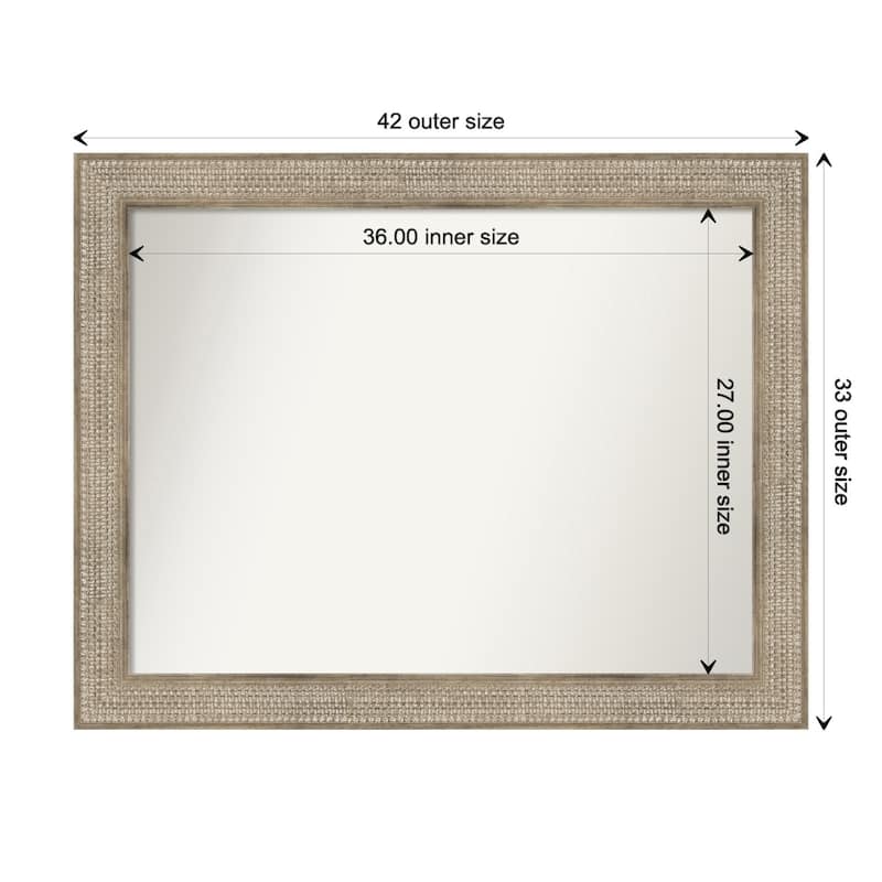 Trellis Silver Framed Non-Beveled Custom Wall Mirror, Bathroom Vanity Mirror - Outer Size: 42 x 33