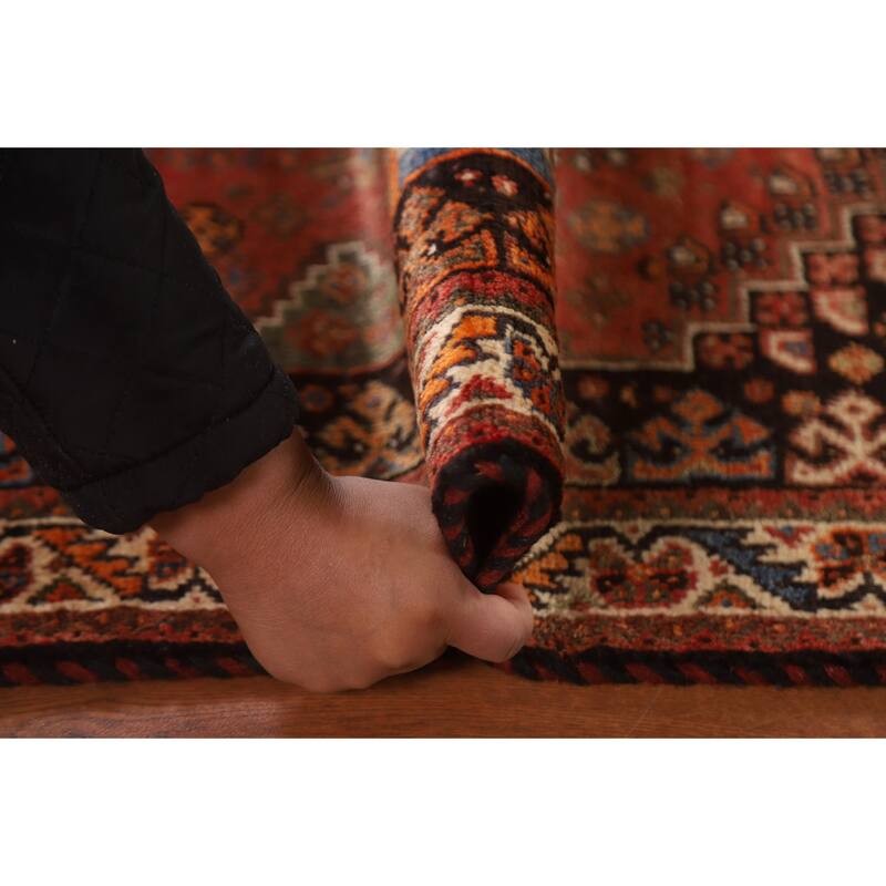 Hand Knotted Oriental 100% Wool Carpet Traditional Tribal Red Abadeh Area Rug - 5' 0'' X 3' 7''