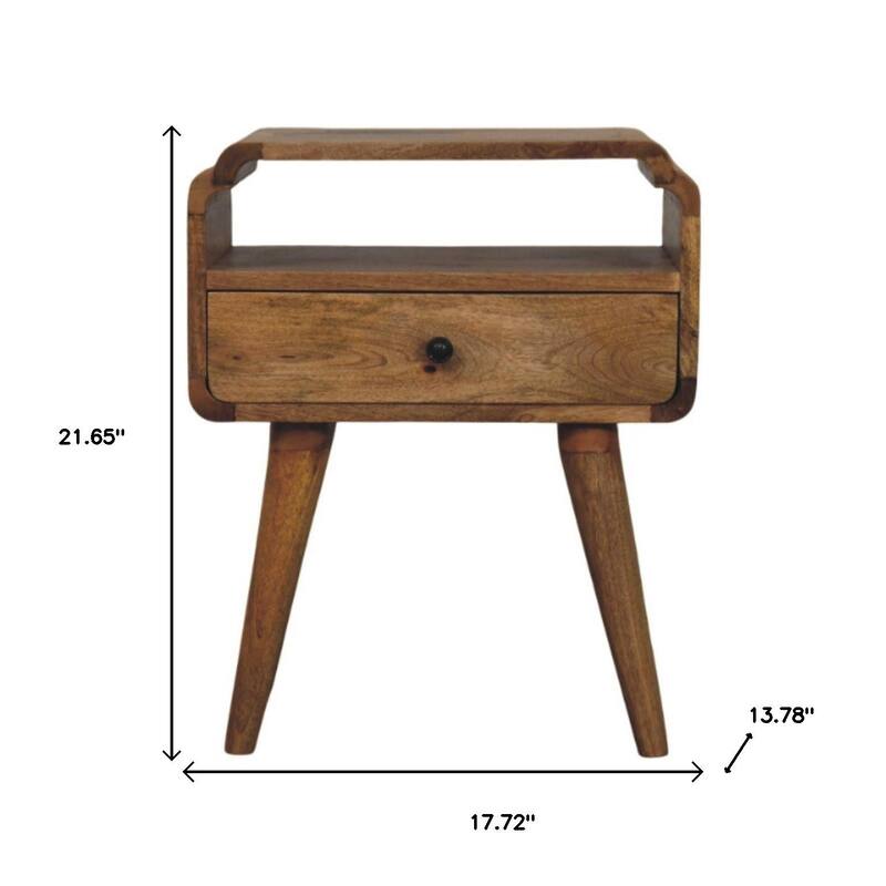 HomeRoots 22" Light Brown Solid Wood One Drawer Nightstand