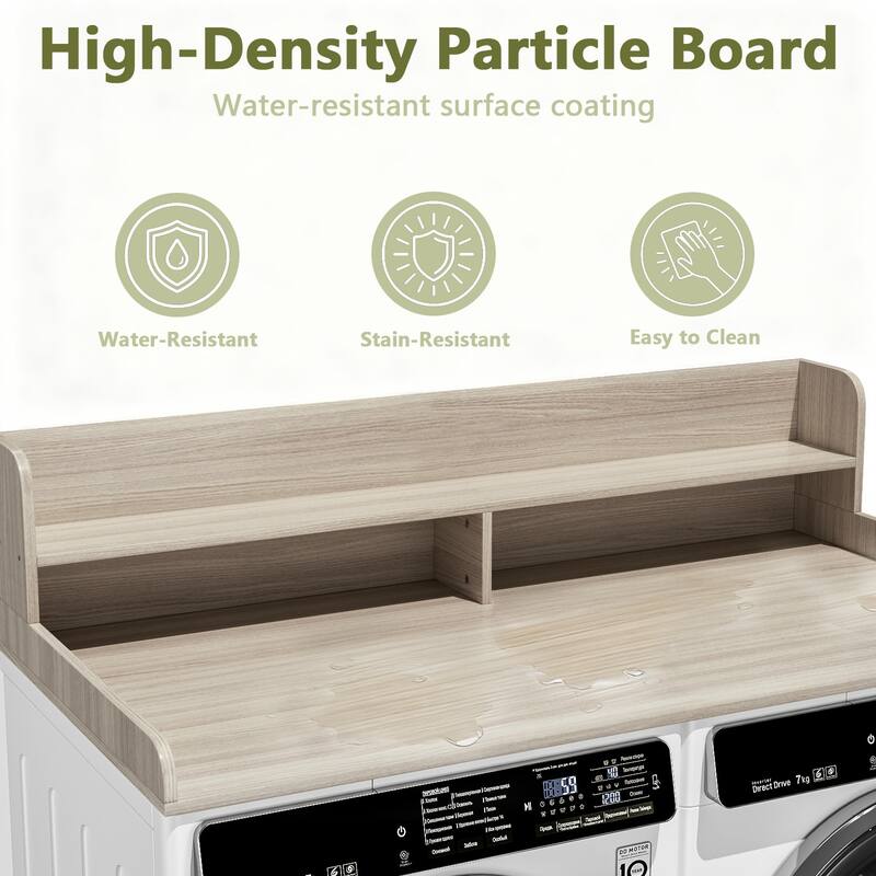BOSSIN Laundry Pedestal Utility Table with 2-Tier Shelf, Storage Organizer for Washer and Dryer