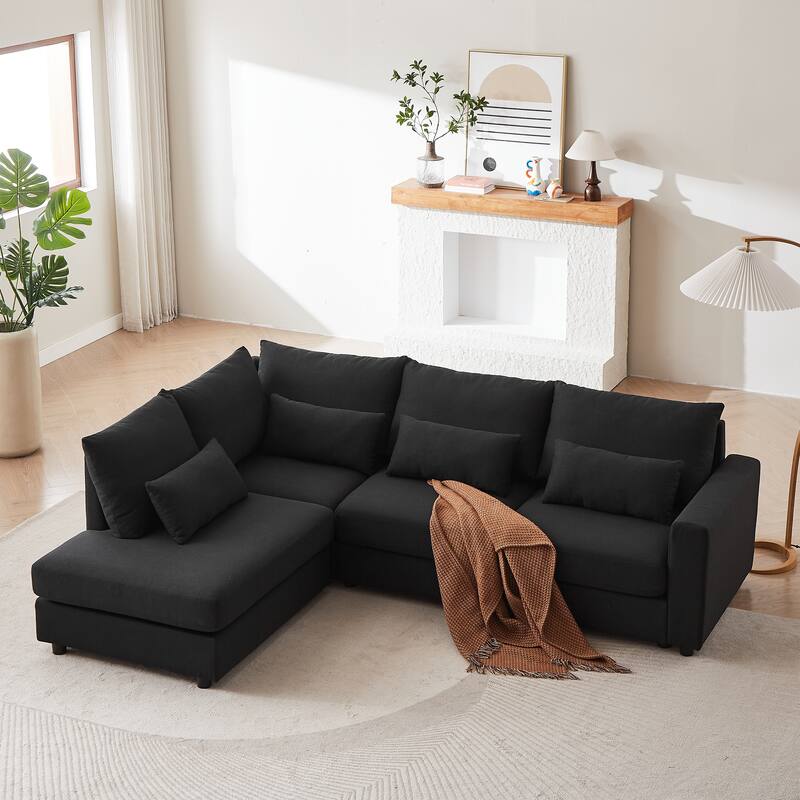 100.2Inch Convertible L Shaped Sectional Sofa,Linen Fabric Couch