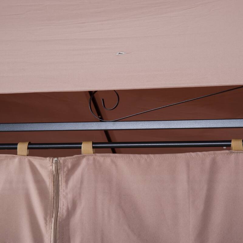 10'x13' Outdoor Patio Gazebo with Vented Roof, Curtains & Steel Frame for Garden, Lawn, Backyard - Khaki