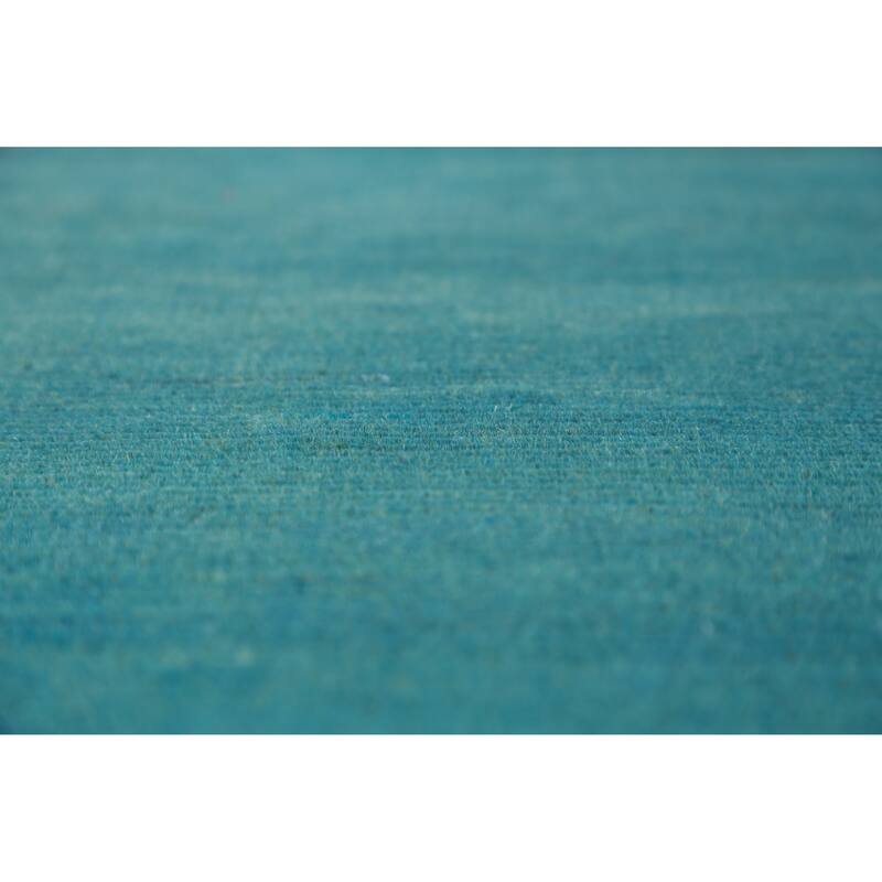 Turquoise Blue Gabbeh Accent Modern Rug Hand-Knotted Wool Carpet - 3'6" x 4'11"