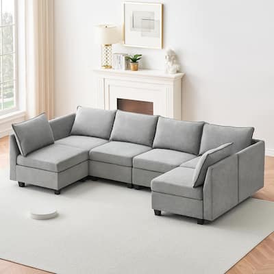 Aiden 6-piece Sectional Sofa Bed Set Reversible Modular Sofa Couch with Storage - 6 Seat