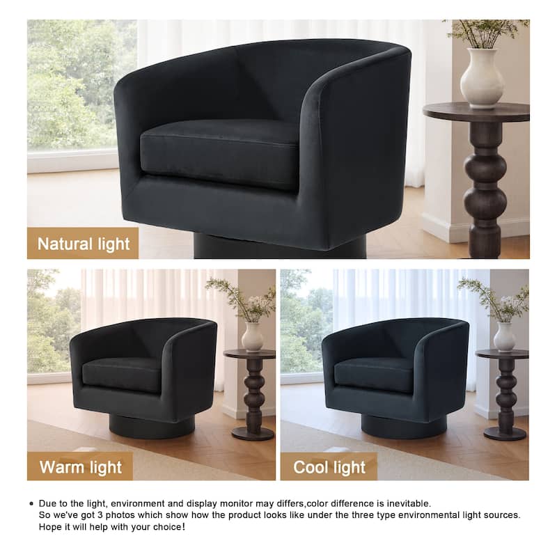 UIXE 360° Swivel Barrel Accent Chair Velvet Armchair For Living Room