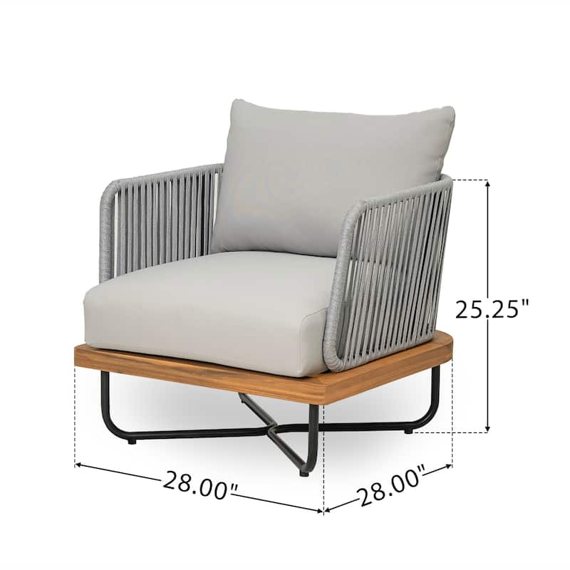 Christopher Knight Home - Emerson Coastal Acacia Wood Outdoor Chair with Cushions