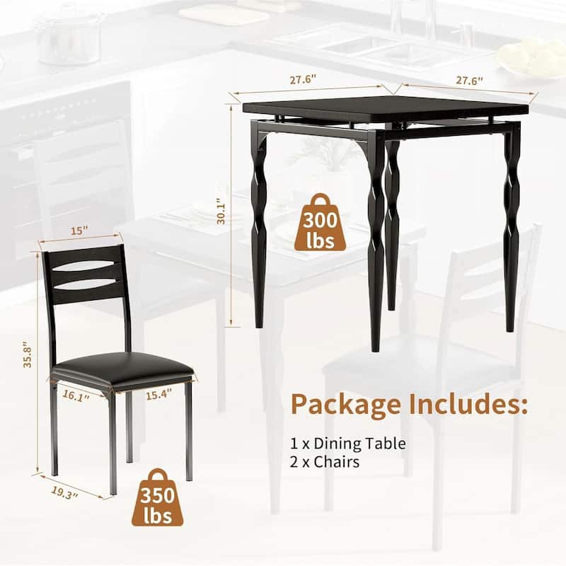 Dining Table Set for 2 with Spiral Table Legs for Small Spaces Kitchen Apartment