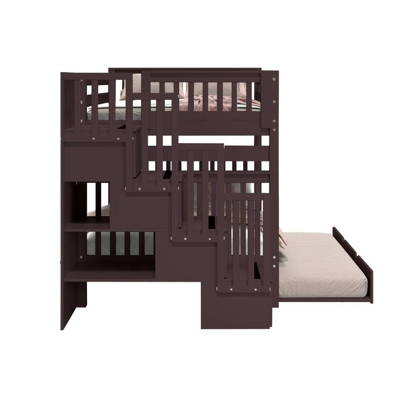 Taylor & Olive Trillium Full over Full Stairway Bunk Bed, Twin Trundle