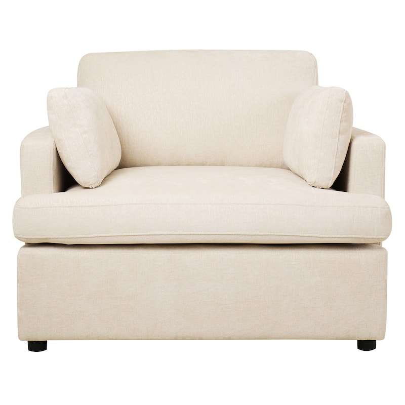 Beige 37" Accent Chair with Pillows