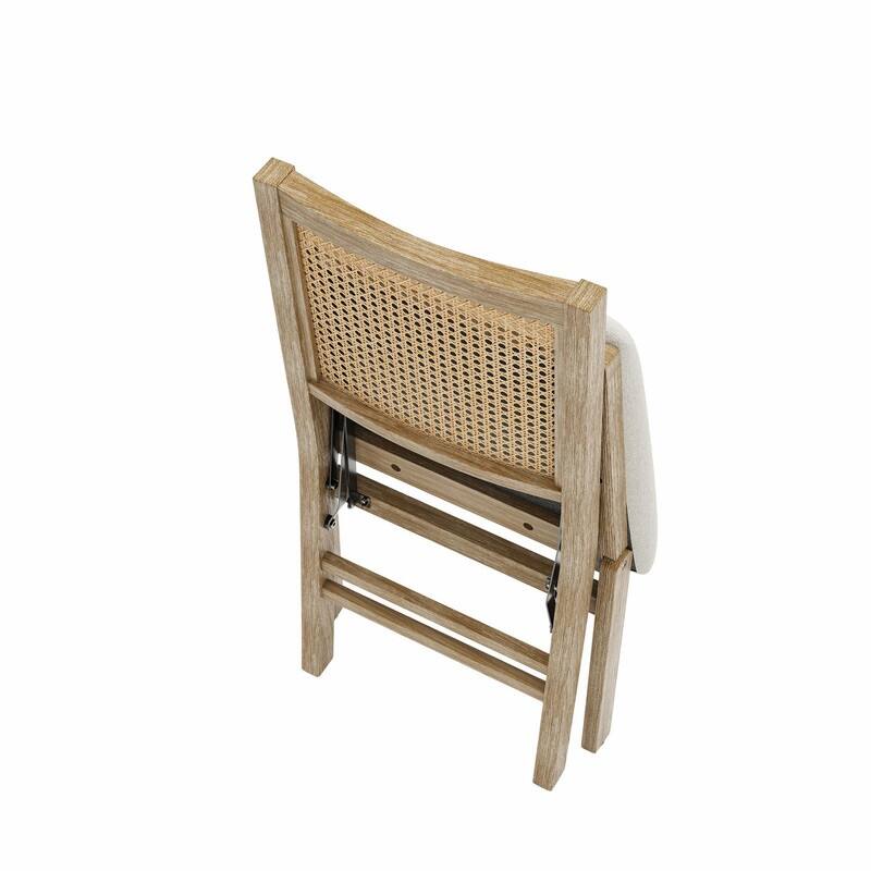 Scandinavian Woven Back Wooden Dining Chairs, Set of 2, Solid Wood Frame with Cushioned Seat