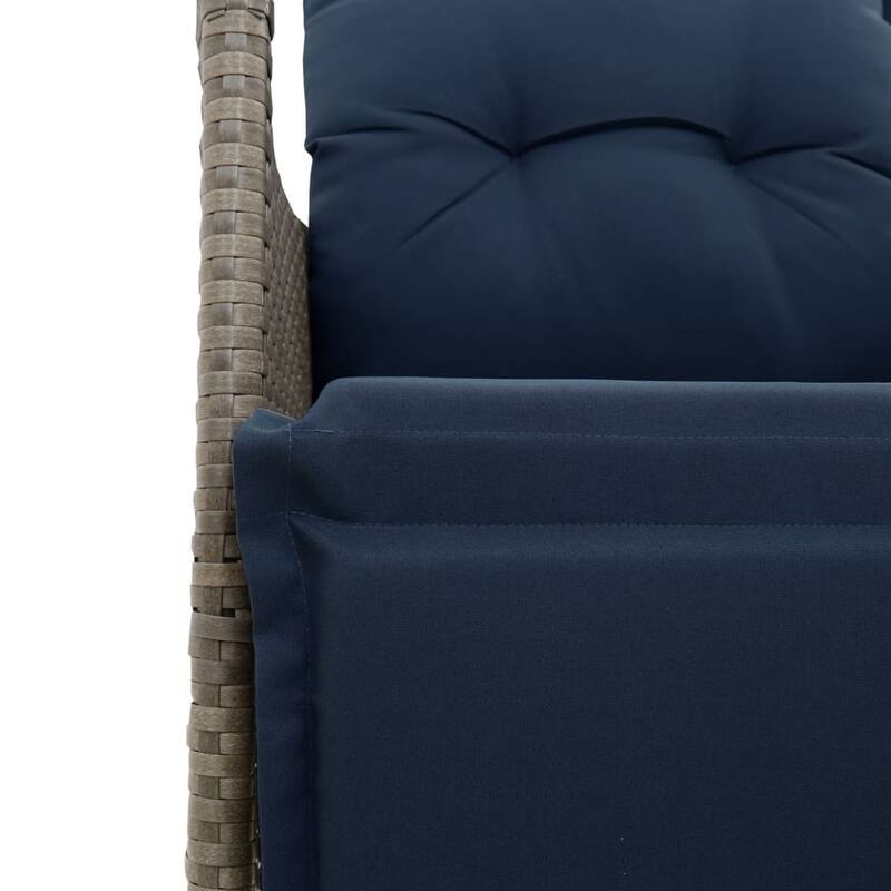 vidaXL Reclining Patio Sofa 2-Seater with Table Gray Poly Rattan - 51.2 x 23.2 x 36.2