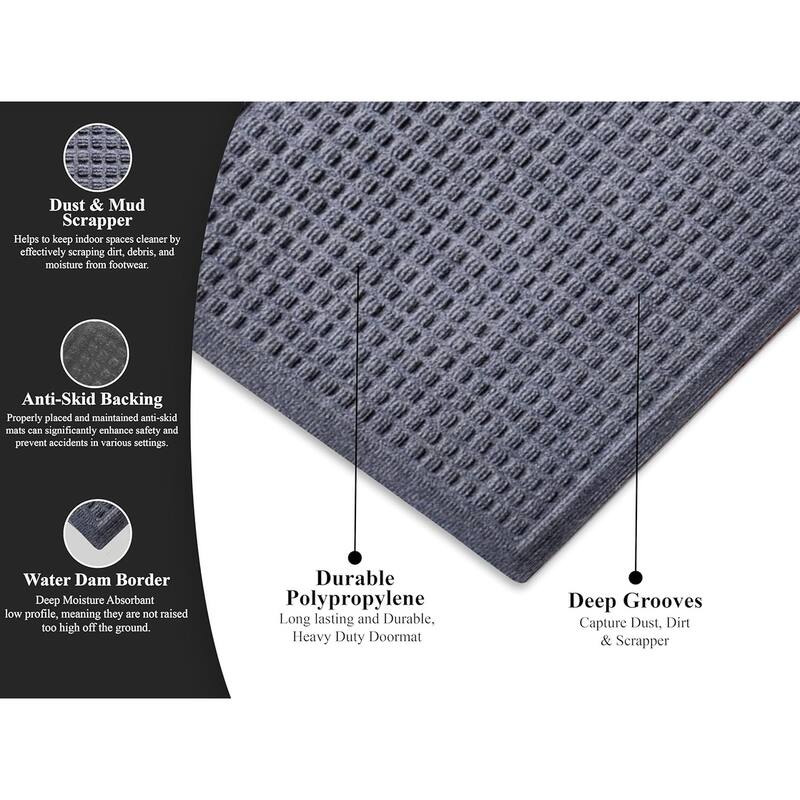 A1HC New All Weather Superior Dirt and Moisture Absorbing Polypropylene Door Mat with Non-Slip Backing for Inside Outside Use