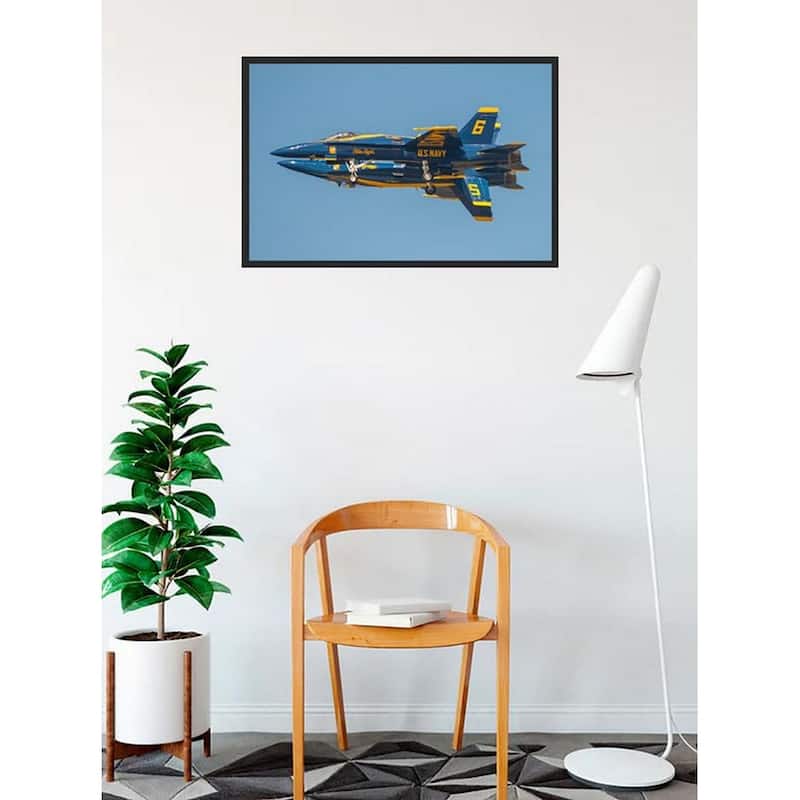 WC001 Blue Angels Airplane Stunt Group Photography by Wayne Collamore Framed Poster - 24 x 36 Inch