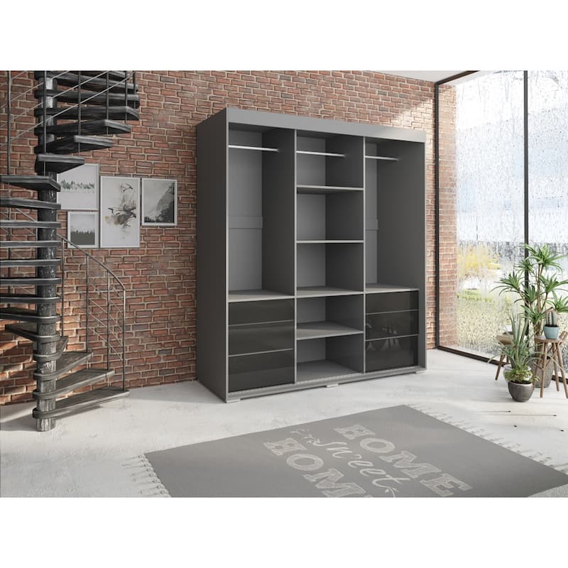 Monaco 3-door Modern 71-inch Glass Front Wardrobe