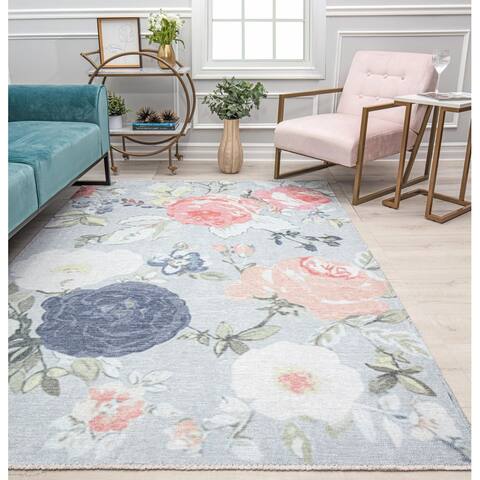 Serafina Geometric Modern Light Blue Area Rug by Issaac Mizrahi