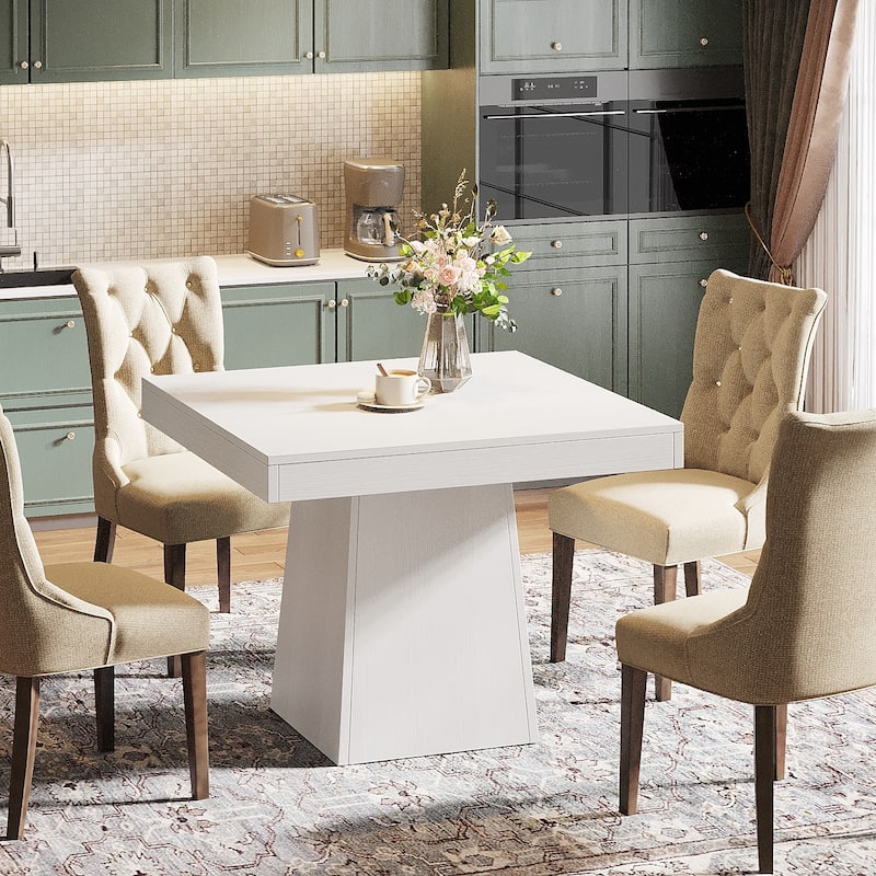 Square Dining Table for 4, 31.5-Inch Kitchen Table with Pedestal Base - 31.5"D x 31.5"W x 29.53"H