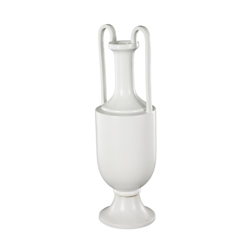 Ceramic Fluted Urn Shaped Vase with Arch Handles - Black or White - Roche River Decor