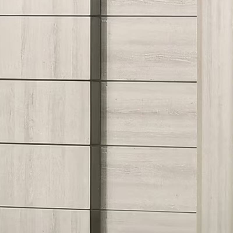 Hyao Tall Dresser Chest, 5 Drawers w Chrome Handles, White Wash Veneer