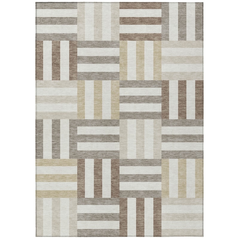 Machine Washable Indoor/ Outdoor Modern Hatch Chantille Rug
