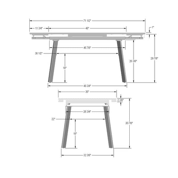 Amisco Lizzy Extendable Dining Table - 36" x 48" + 12" (2)