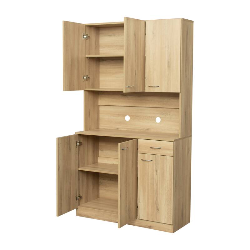 Roomfitters 70.87" Tall Kitchen Pantry Cabinet, Freestanding Buffet with 6 Doors, Drawer & Open Shelf