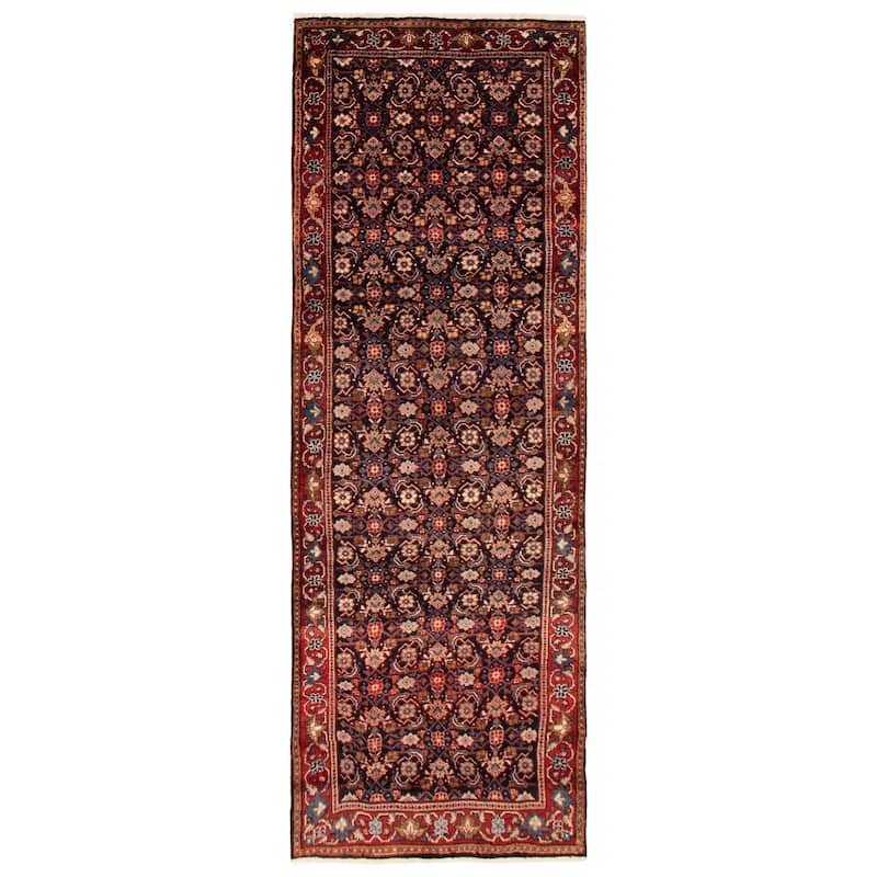 ECARPETGALLERY Hand-knotted Andelz Navy Wool Rug - 3'10 x 10'11 - Dark Navy - 3'10 x 10'11